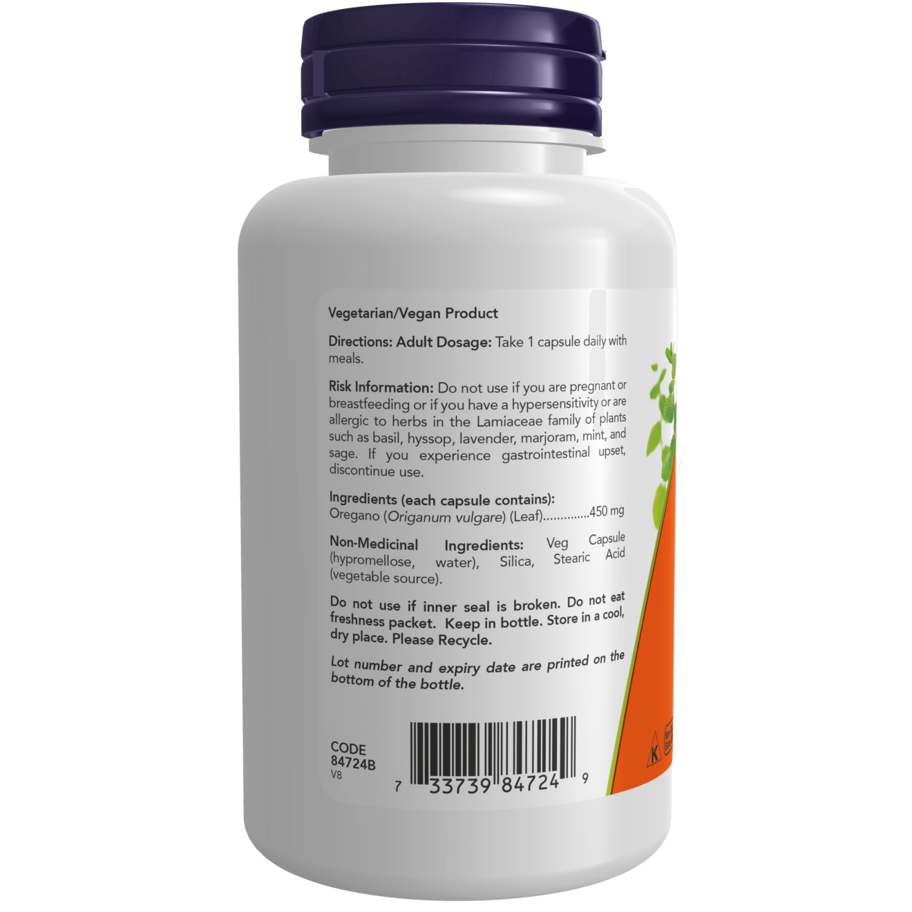 Now - Oregano - 450mg 100 Veg Capsules