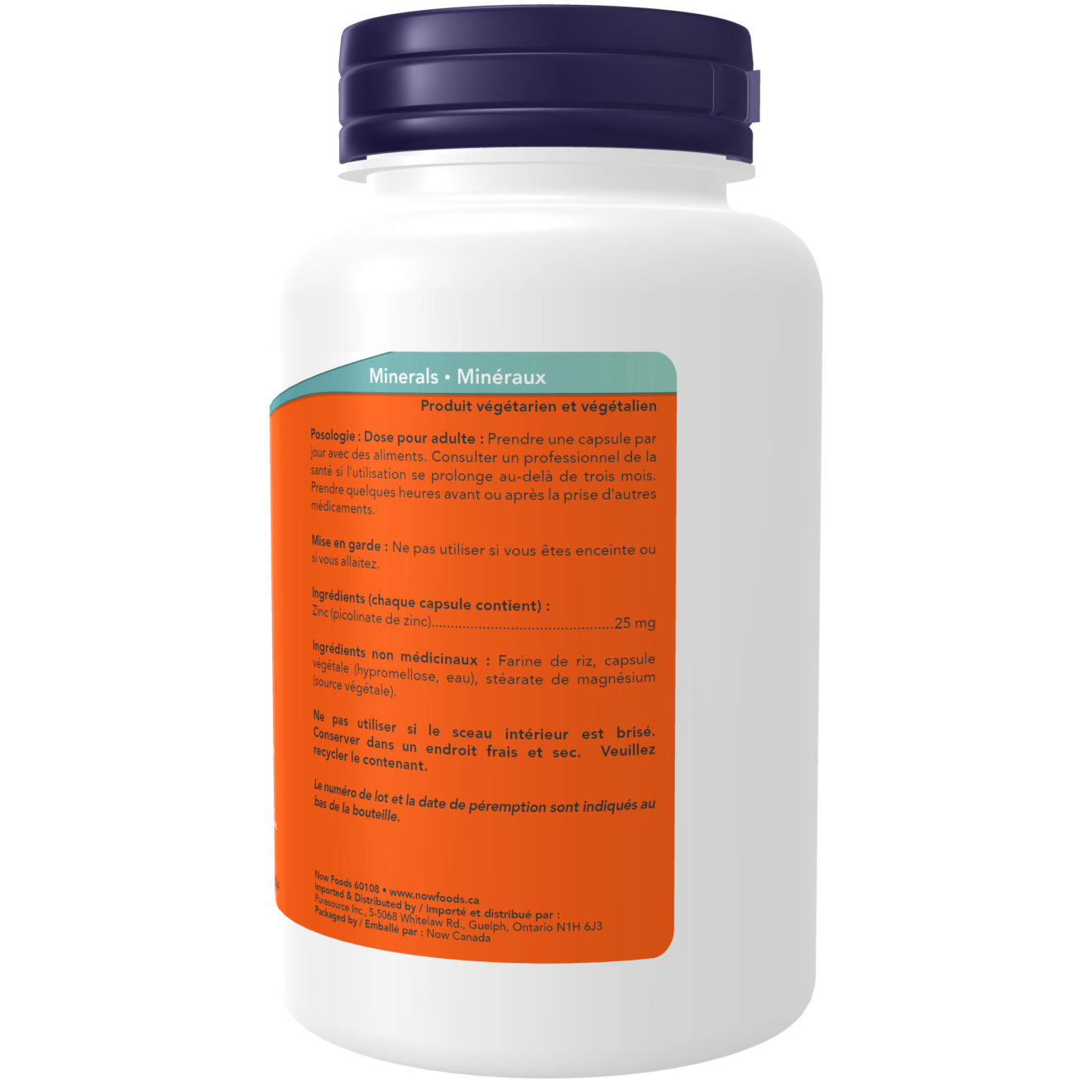 Now - Zinc Picolinate - 25mg 100 Veg Capsules