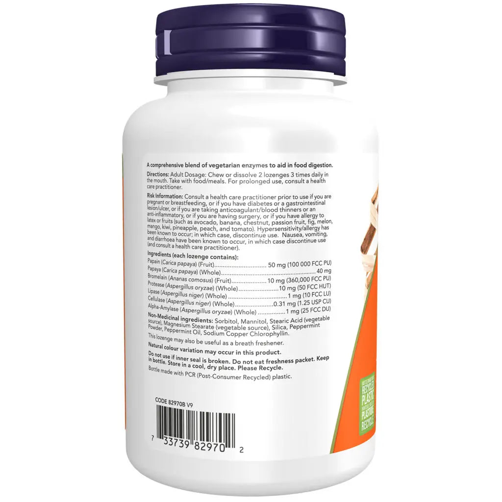 Now - Papaya Enzyme - Chewable 180 Lozenges