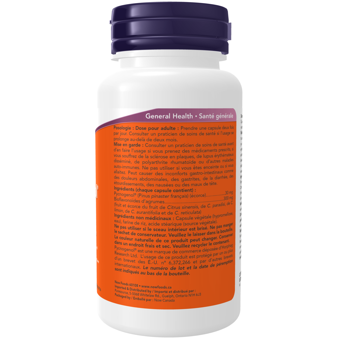 Now - Pycnogenol W/ Bioflavos - 30 mg 60 Veg Capsules