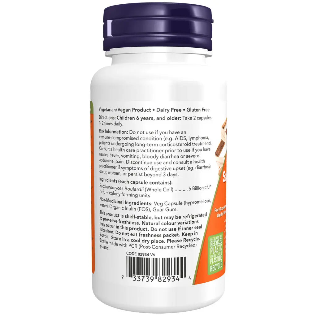 Now - Saccharomyces Boulardii - 5 Billion 60 Veg Capsules