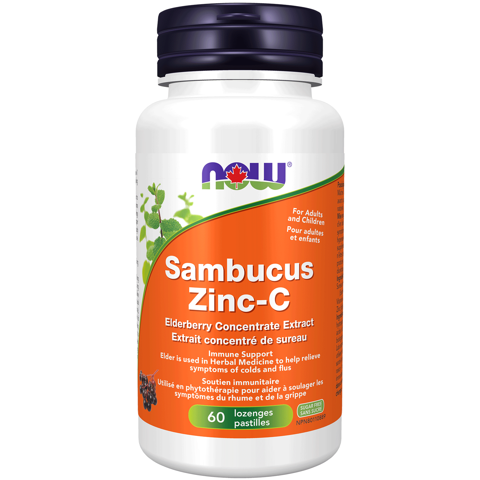 Now - Sambucus Zinc-C Elderberry Concentrate Extract - 60 Lozenges