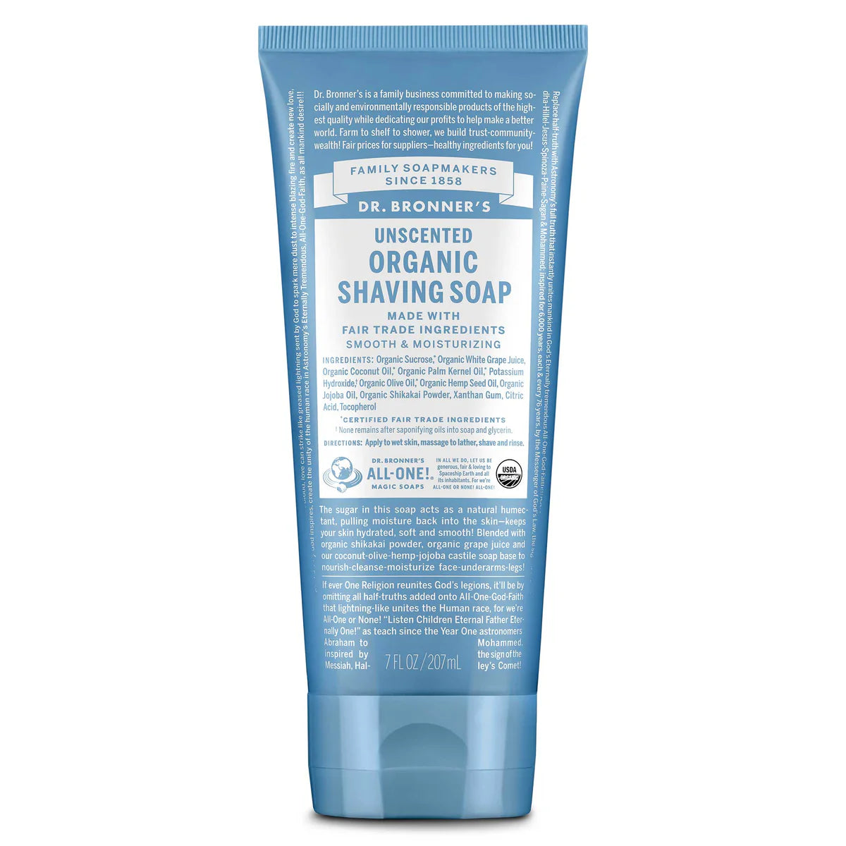 Dr. Bronner's - Unscented Organic Shaving Soap - 207ml