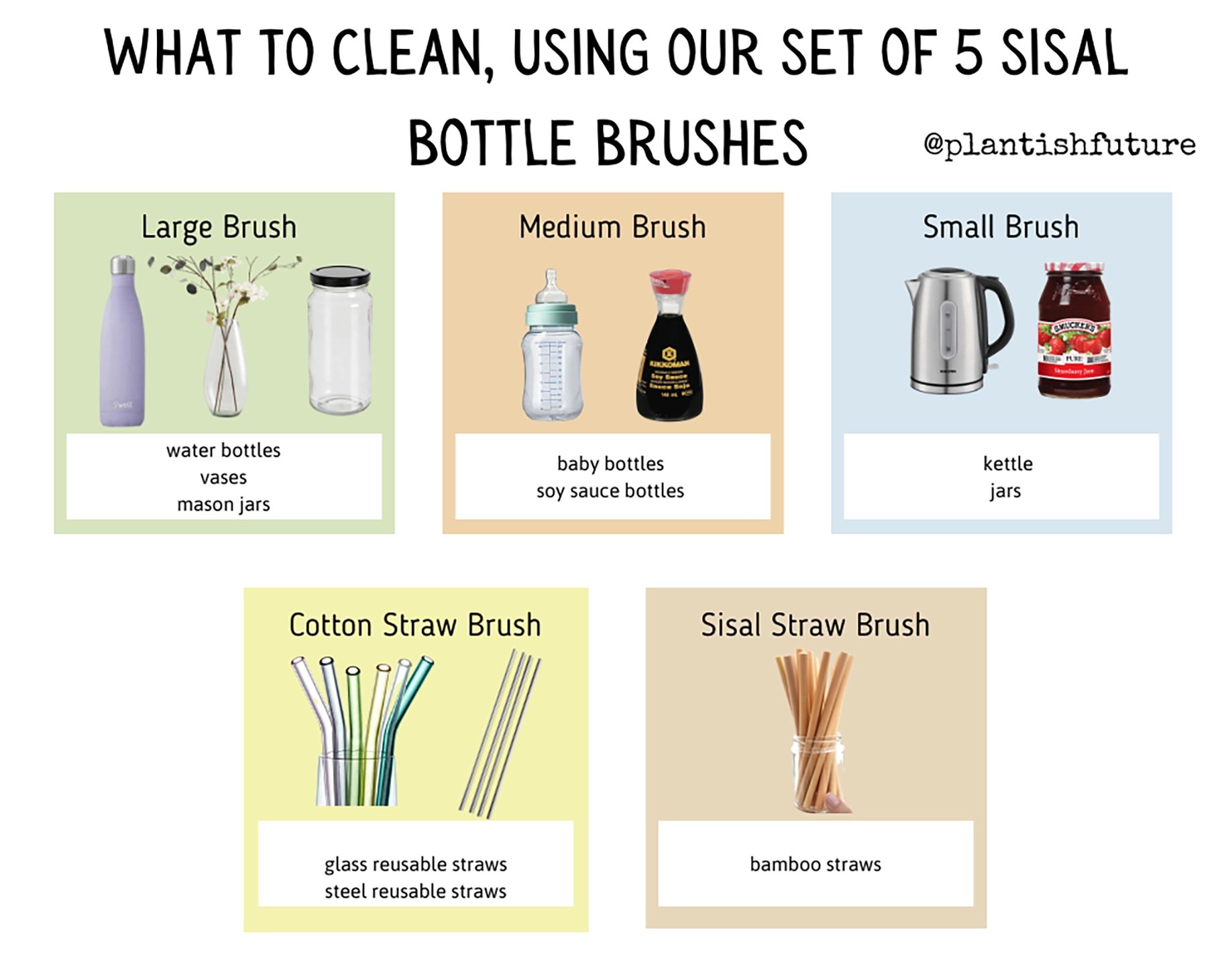 Plantish - Sisal Bottle Brush Set - 5 Piece