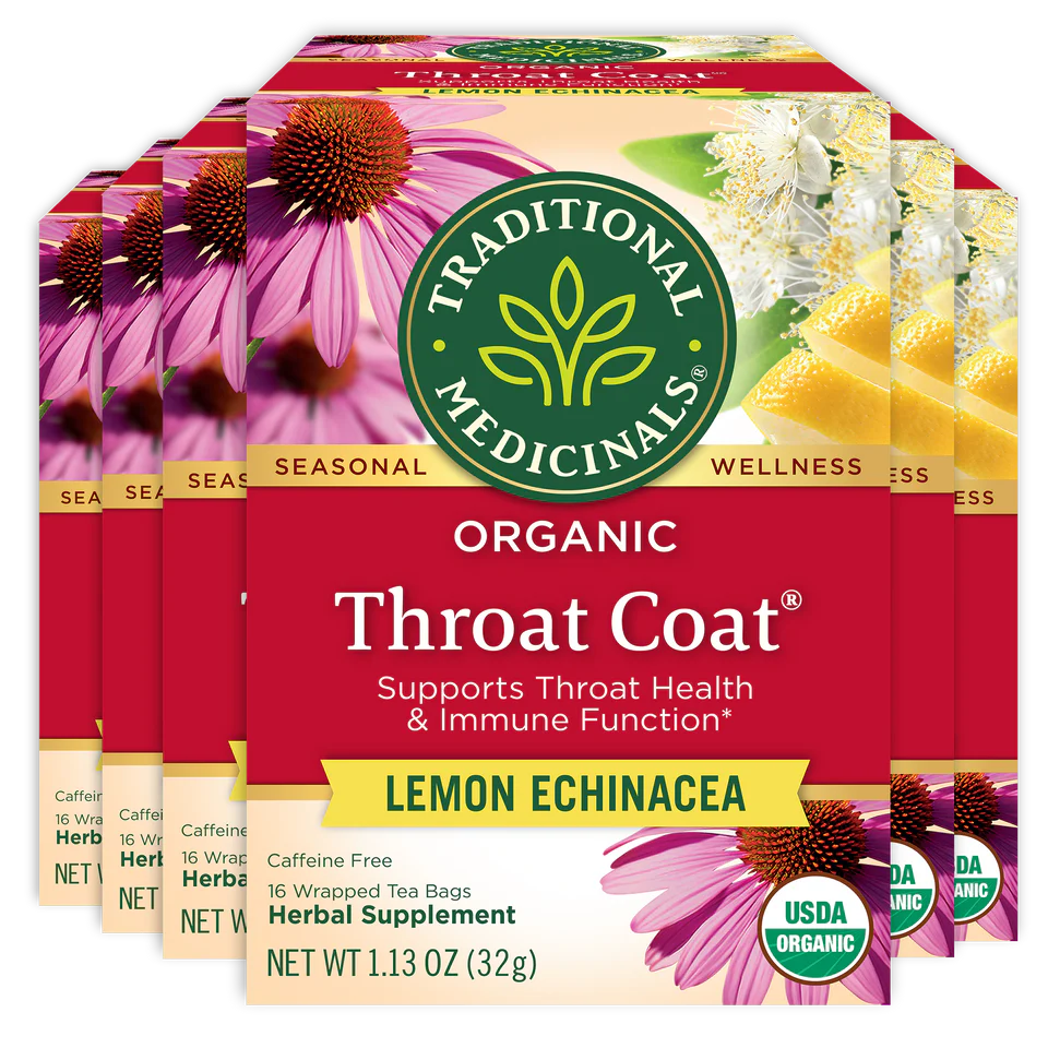 Traditional Medicinals - Organic Throat Coat Lemon Echinacea - 16 Tea Bags