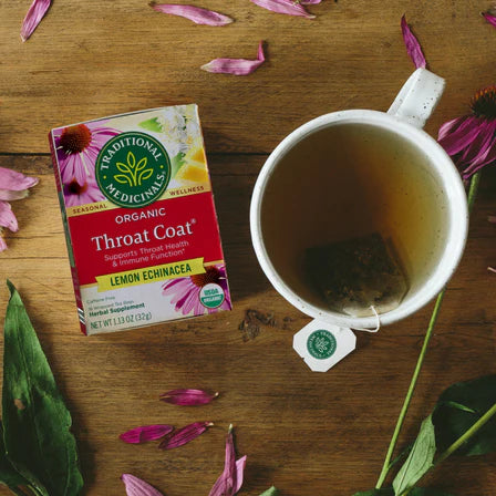 Traditional Medicinals - Organic Throat Coat Lemon Echinacea - 16 Tea Bags