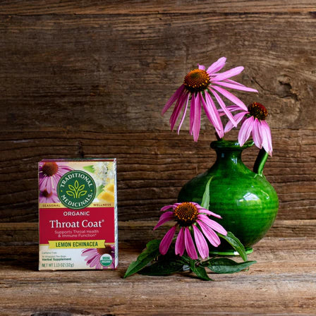 Traditional Medicinals - Organic Throat Coat Lemon Echinacea - 16 Tea Bags