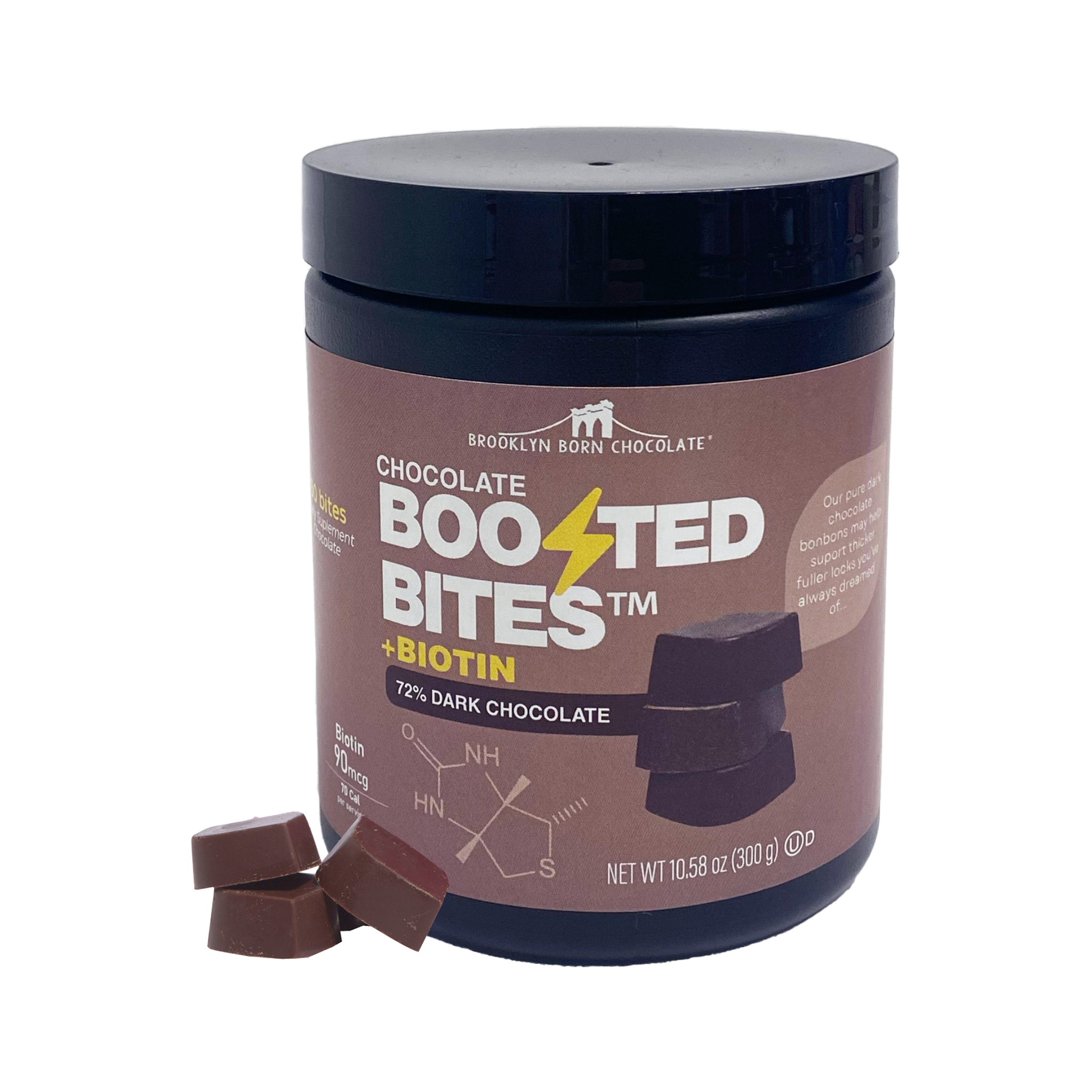 Brooklyn Born Chocolate - Boosted Bites +Biotin 72% Dark Chocolate