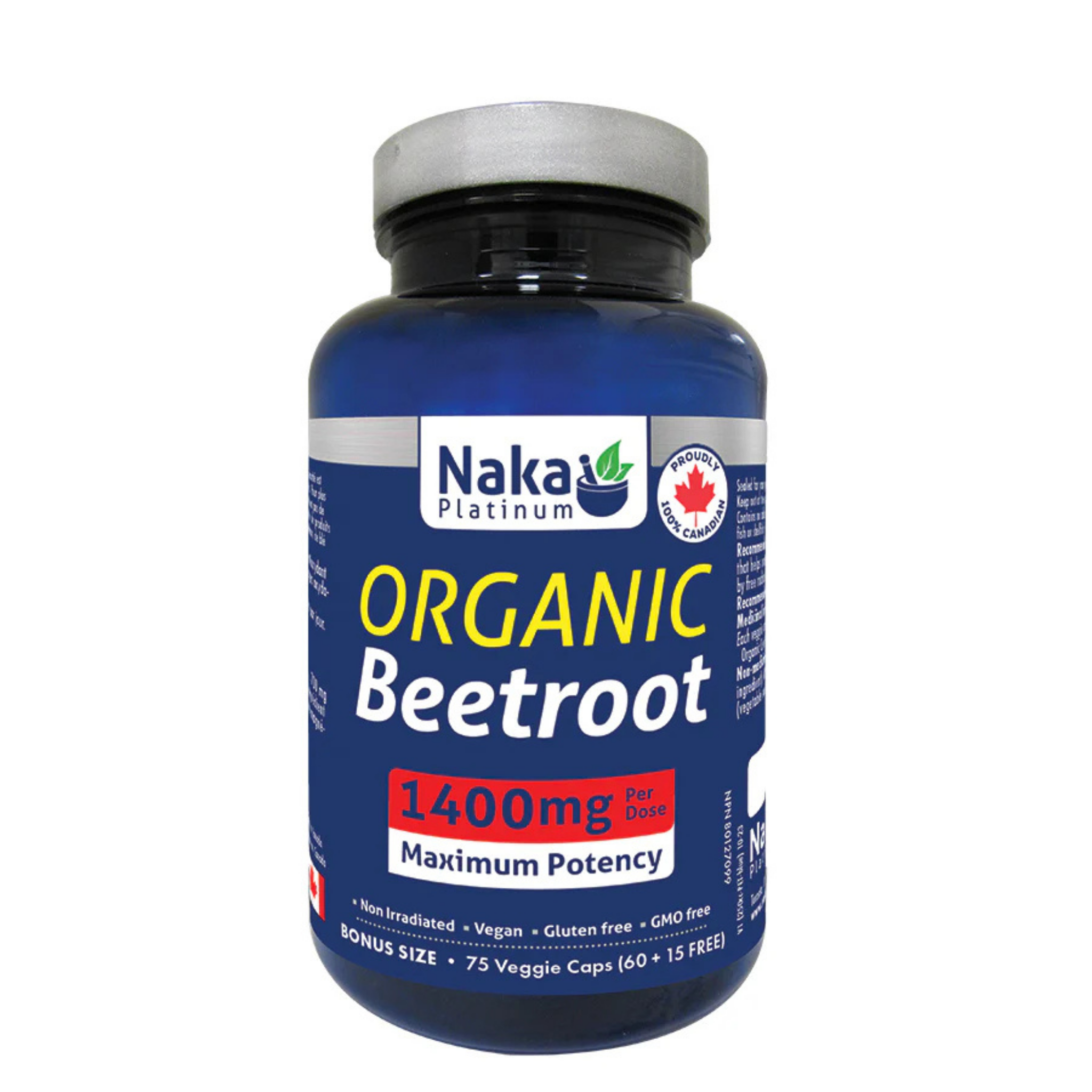 Naka - Organic Beetroot - 1400mg 75 Veg Capsules