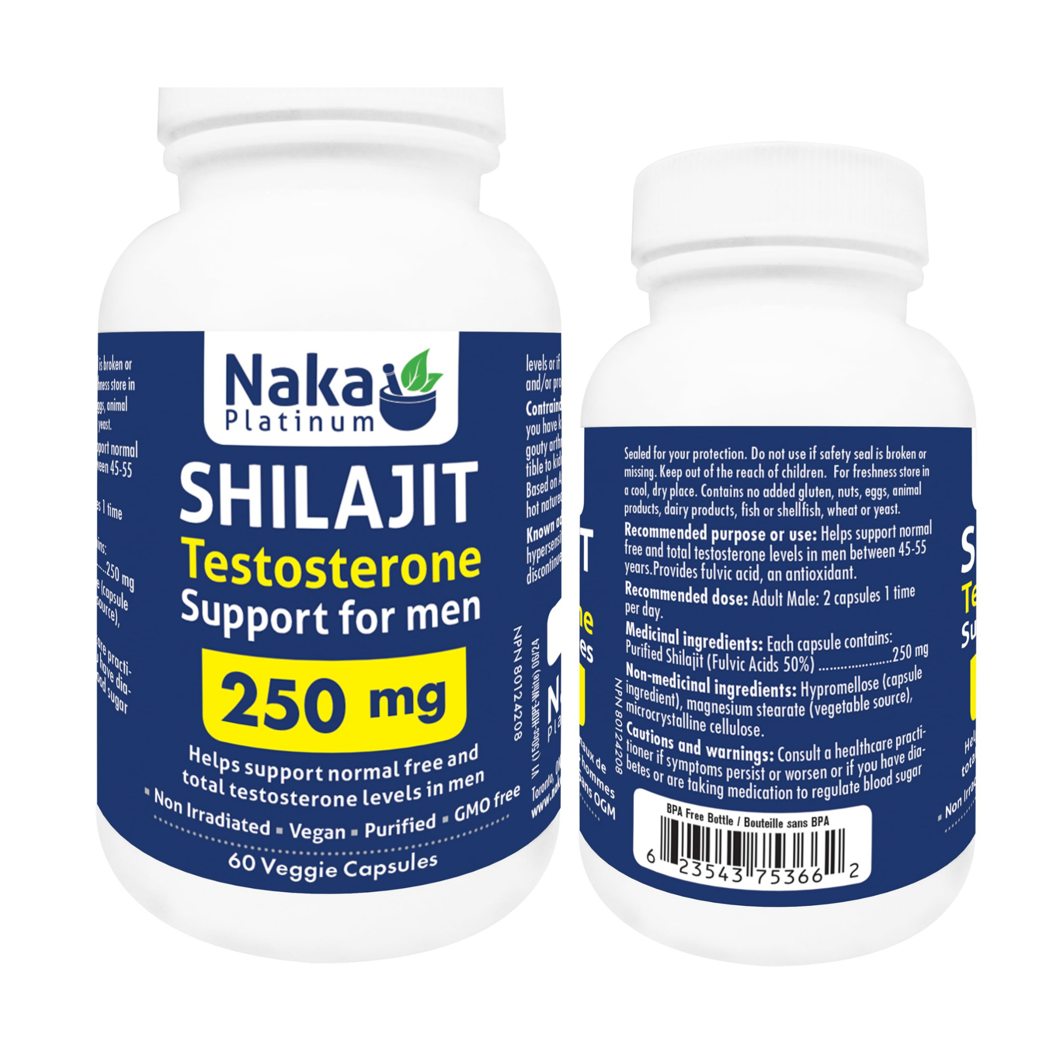 Naka - Shilajit Testosterone - 250mg 60 Veg Capsules