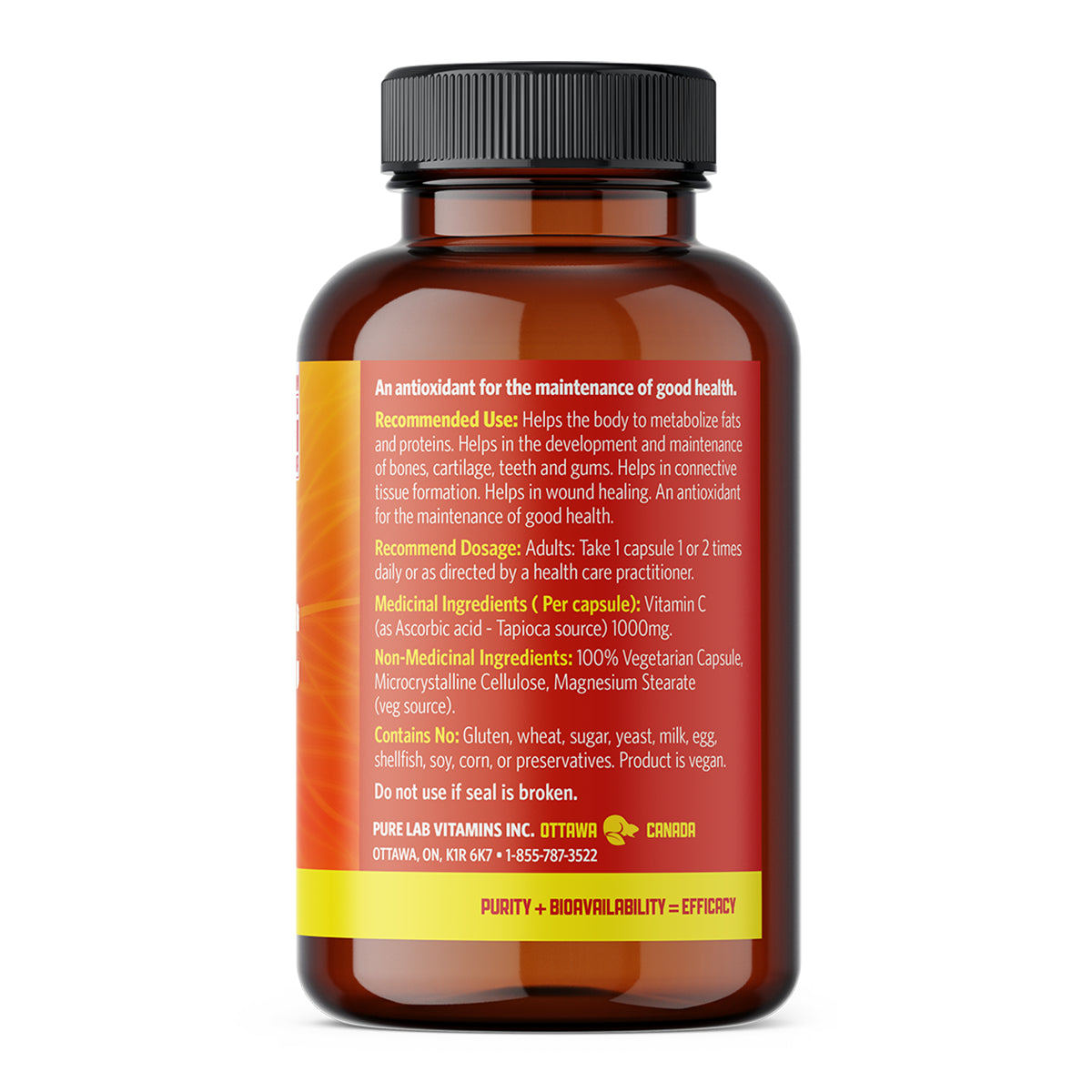 Pure Lab Vitamins - Vitamin C - 1000mg 120 Veg Capsules