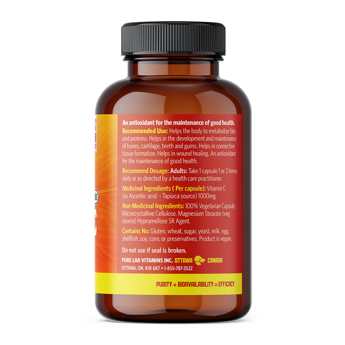 Pure Lab  Vitamins - Vitamin C Slow Release - 1000mg 120 Veg Capsules