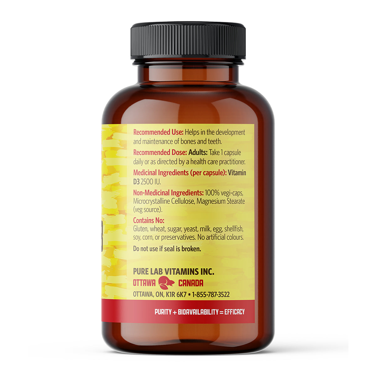 Pure Lab Vitamins - Vitamin D3 - 2500IU 240 Veg Capsules