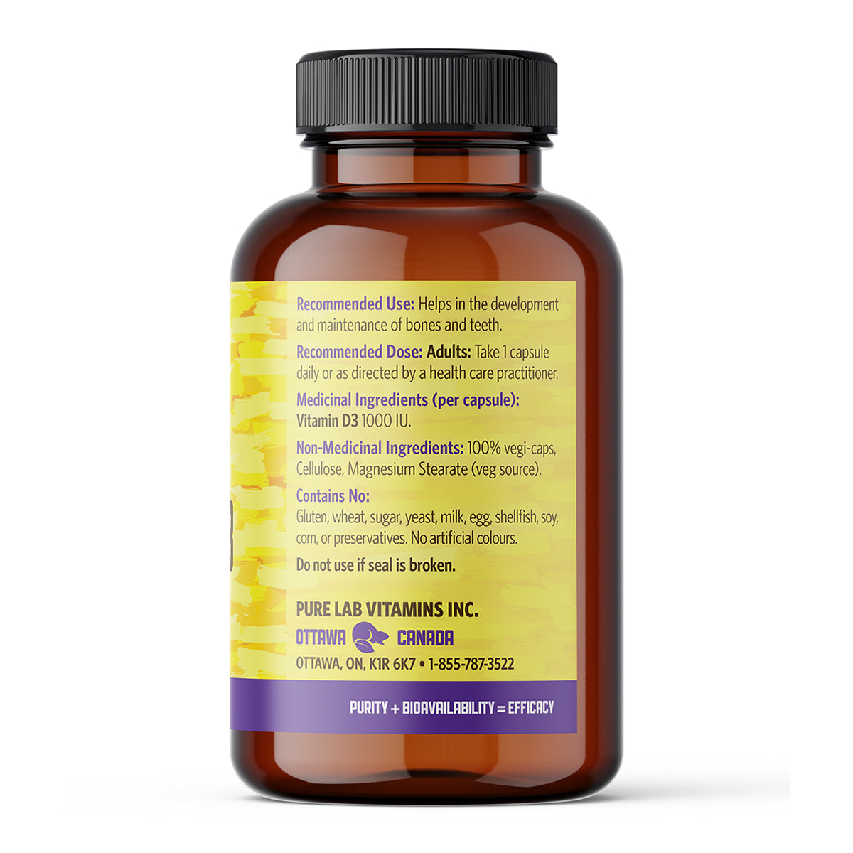 Pure Lab Vitamins - Vitamin D3 - 1000IU 360 Veg Capsules