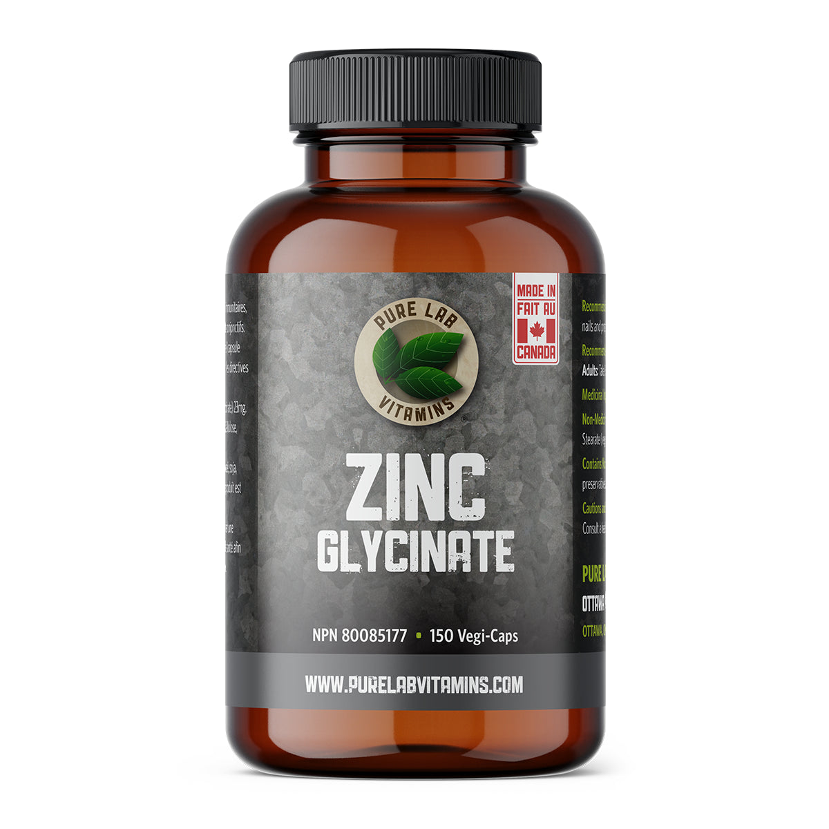 Pure Lab Vitamins - Zinc Glycinate - 23mg Veg Capsules