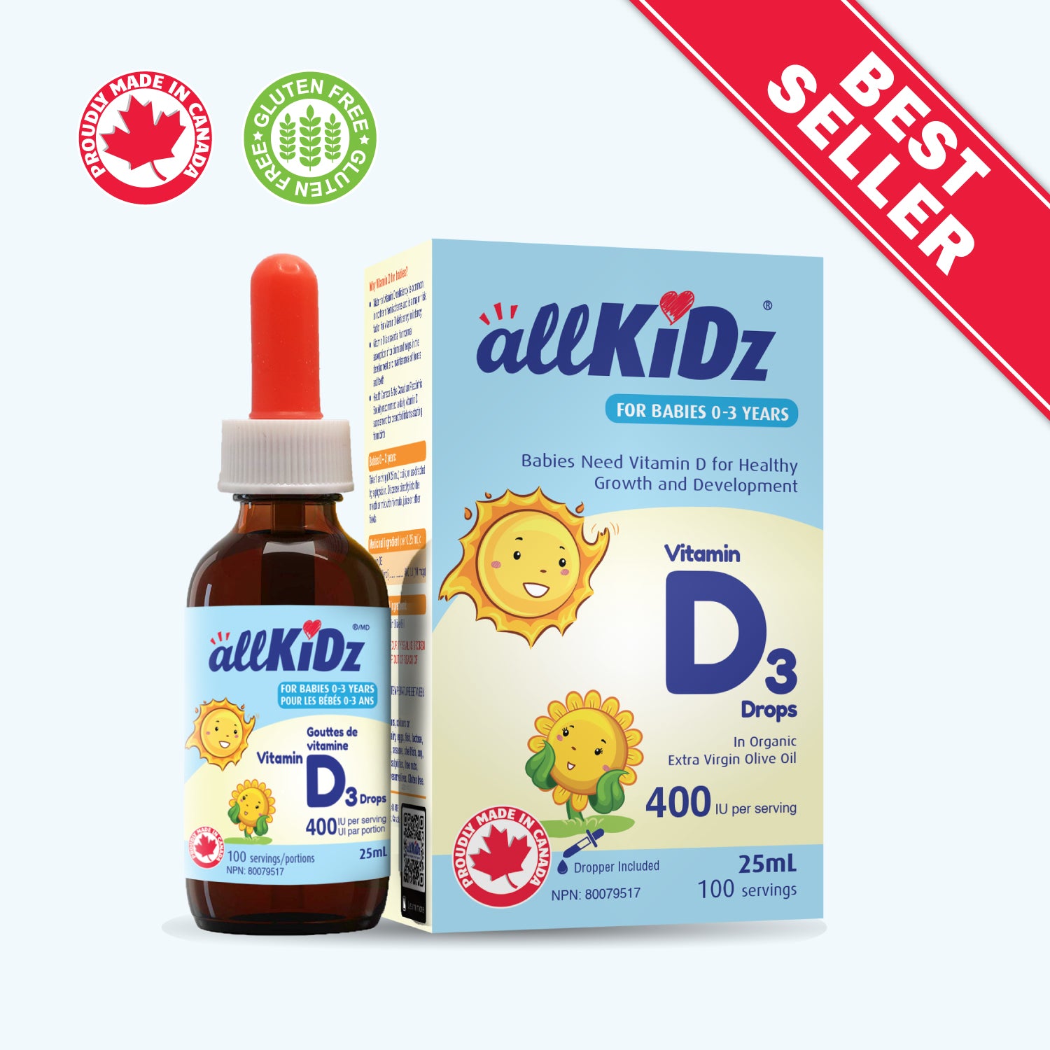 All Kidz® - Vitamin D3 Drops - 400IU 25ml