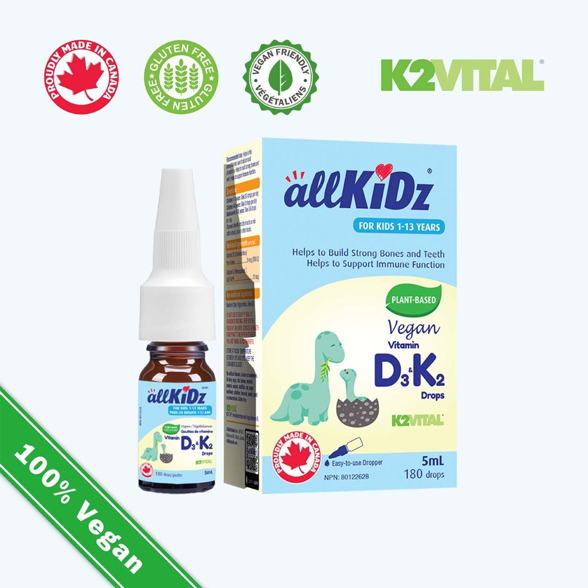 AllKidz® - Vegan Vitamin D3 & K2 - Liquid 5ml