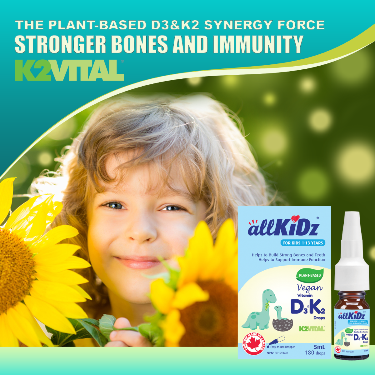 AllKidz® - Vegan Vitamin D3 & K2 - Liquid 5ml