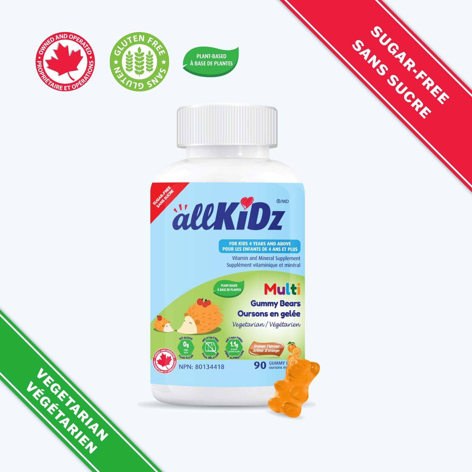 All Kidz® - Multi Gummy Bears Vegetarian - 90 Gummies