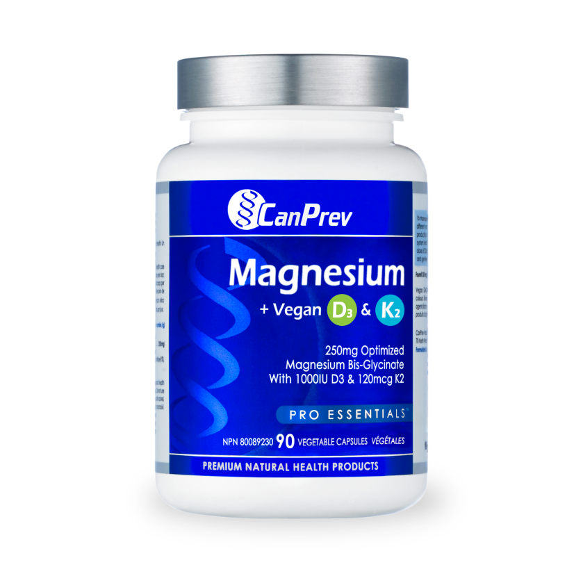 CanPrev - Magnesium + Vegan D3 & K2 - 90 Veg Capsules