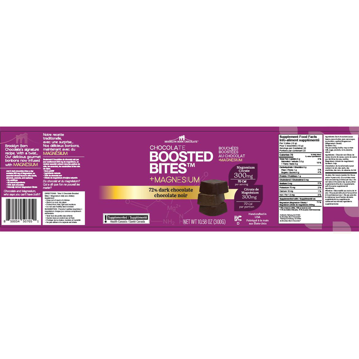 Brooklyn Born Chocolate - Boosted Bites +Magnesium 72% Dark Chocolate