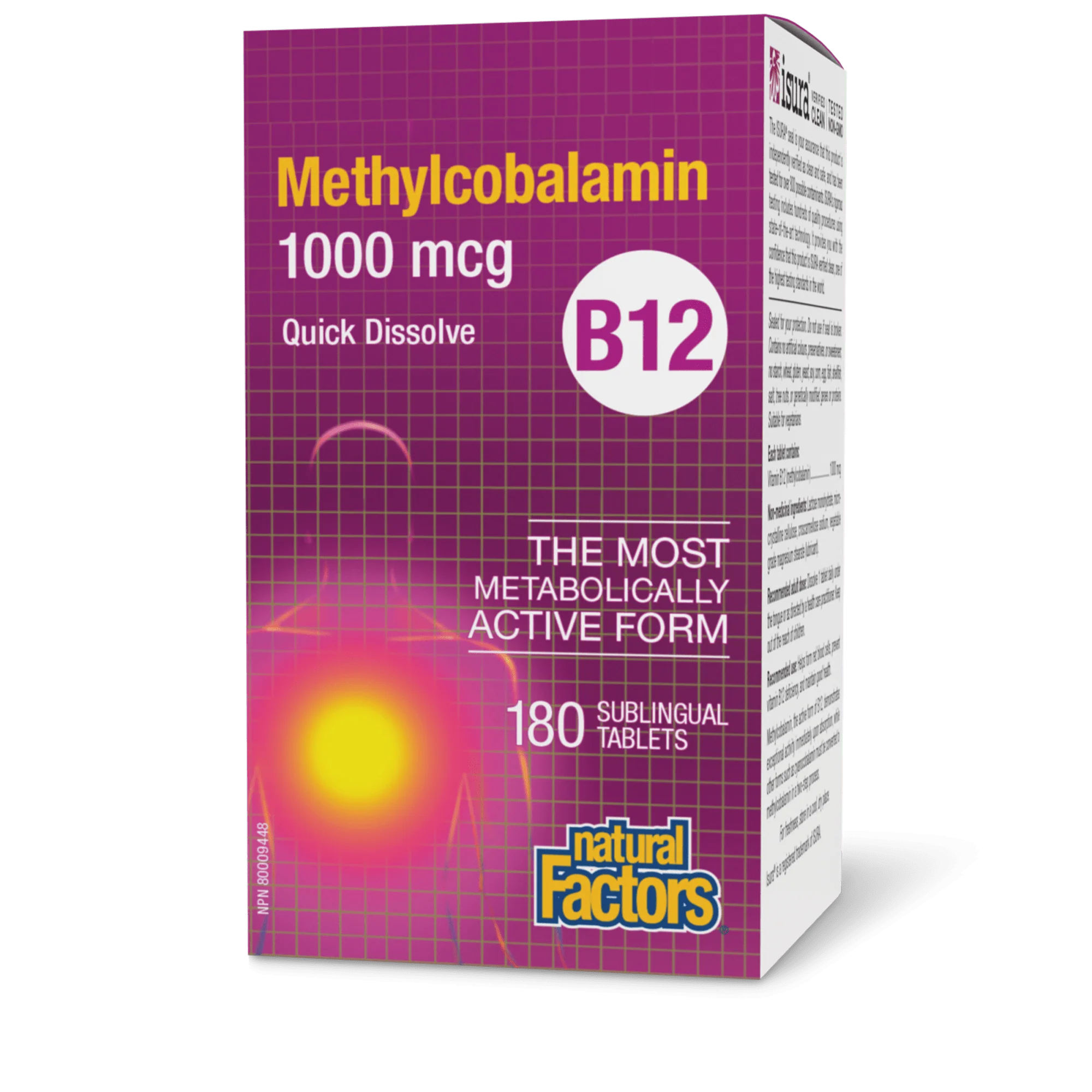 Natural Factors - Methylcobalamin B12 - 1000mcg 180 Sublingual Tablets