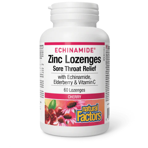 Natural Factors - Echinamide Zinc Lozenges Sore Throat Relief - 60 Lozenges